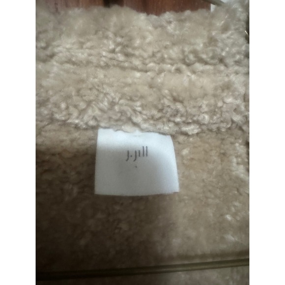 J. Jill Womens Faux Suede Sherpa Lined Jacket Tan Brown Faux Fur Coat - Picture 7 of 11